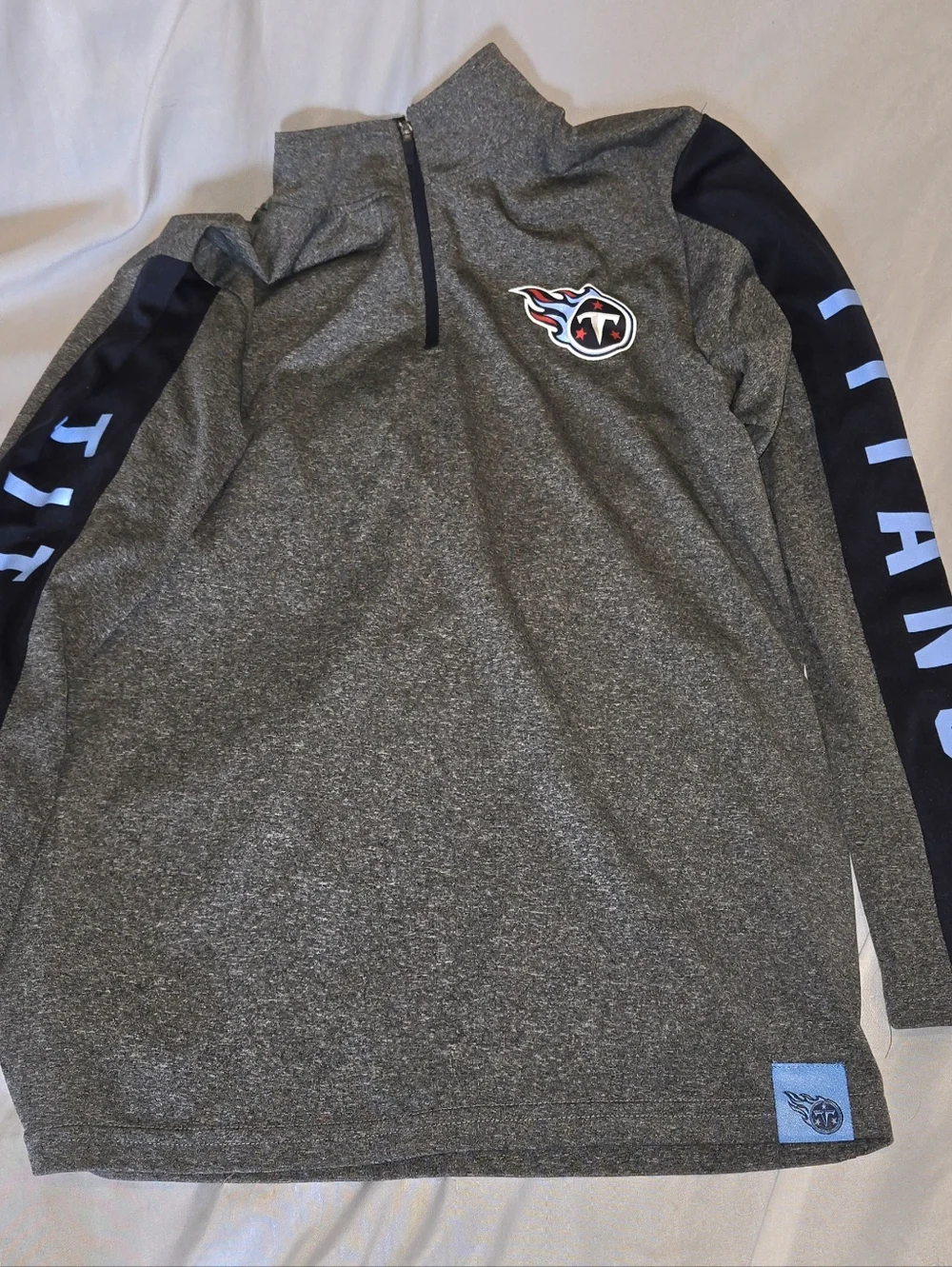 NFL Tennesse Titans Boy's Gray Pullover with Navy and Light Blue Accents Sleeves